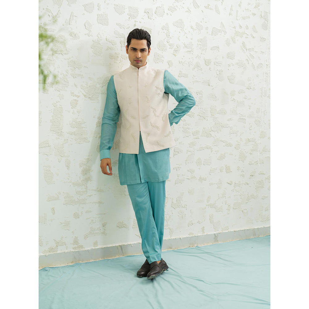 Runit Gupta Feather Pink Nehru Jacket
