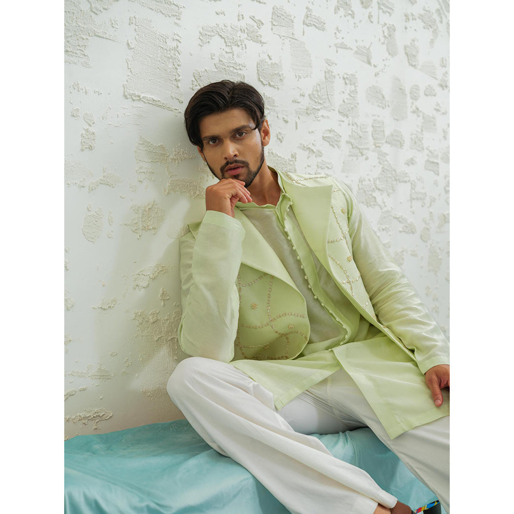Runit Gupta Pista Duo Flap Nehru Jacket