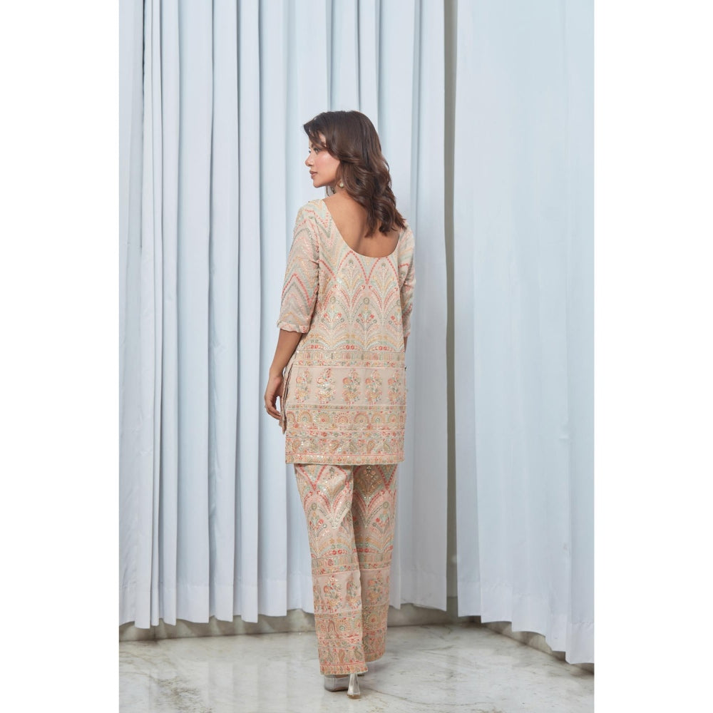 Saaj by Ankita Beige Thread & Sequin Embroidered Co-Ord Set