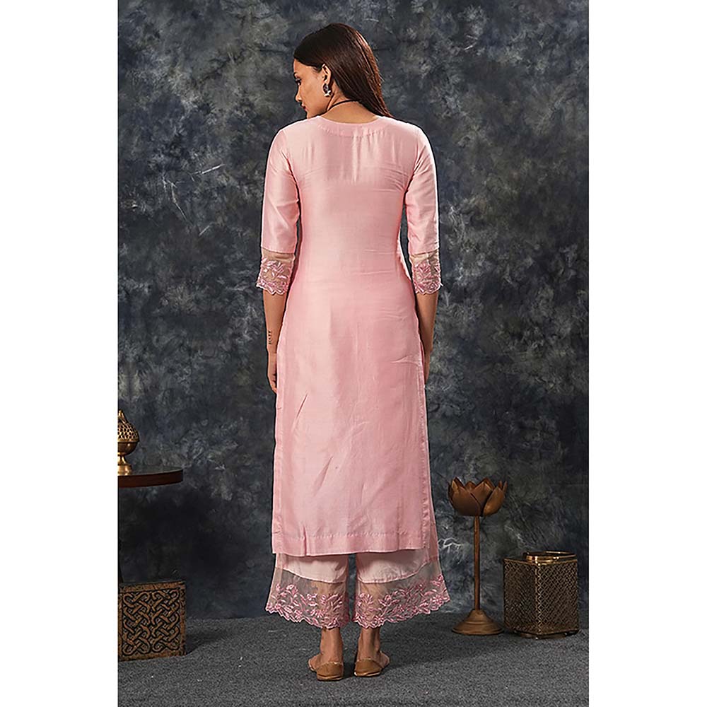 Saatvikei Harshita - Pink Kurta with Palazzo and Dupatta (Set of 3)