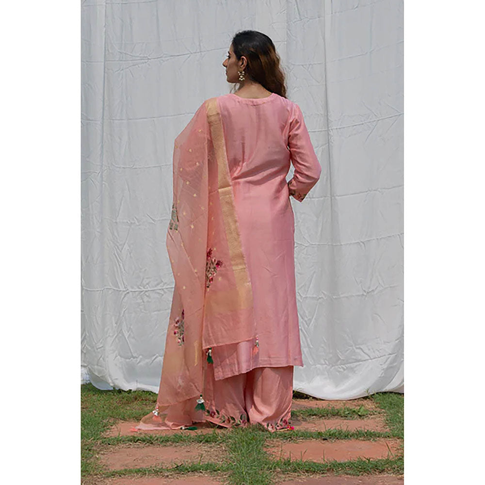 Saatvikei Parineeta - Onion Pink Kurta with Palazzo and Dupatta (Set of 3)