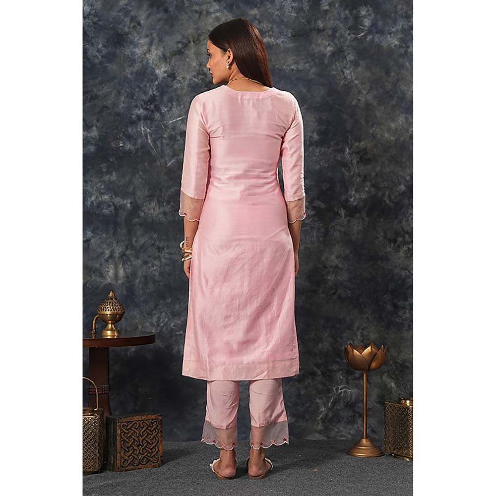 Saatvikei Radhika - Onion Pink Kurta with Palazzo and Dupatta (Set of 3)