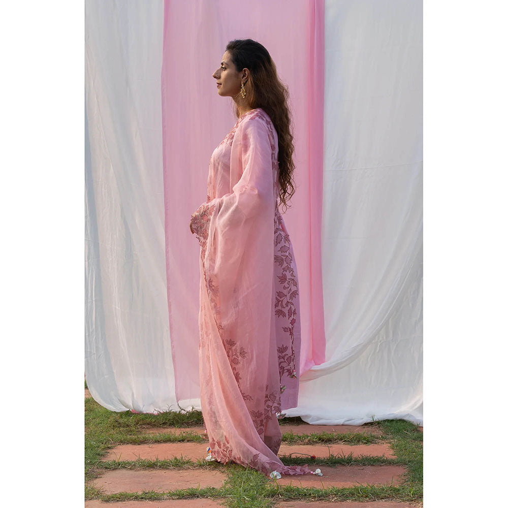 Saatvikei Rajdulari - Pink Kurta with Palazzo and Dupatta (Set of 3)