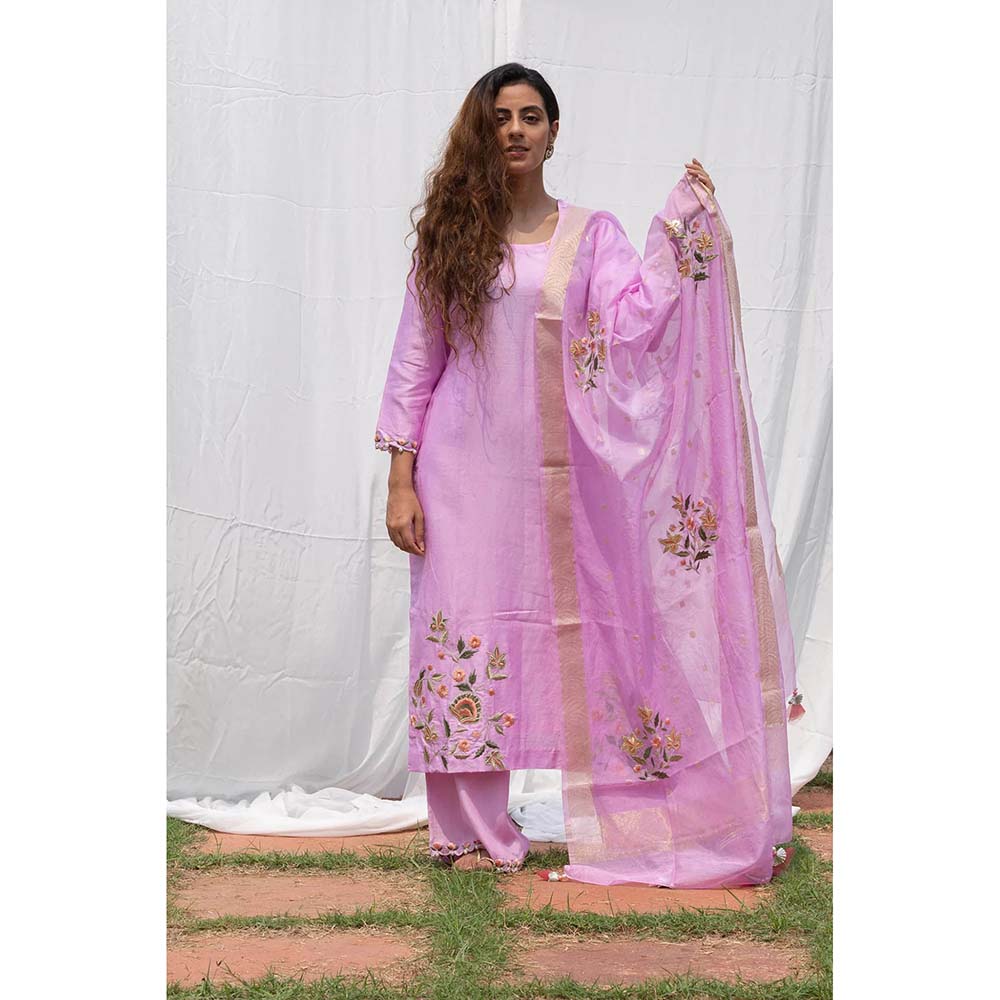 Saatvikei Rajkumari - Mauve Kurta with Palazzo and Dupatta (Set of 3)