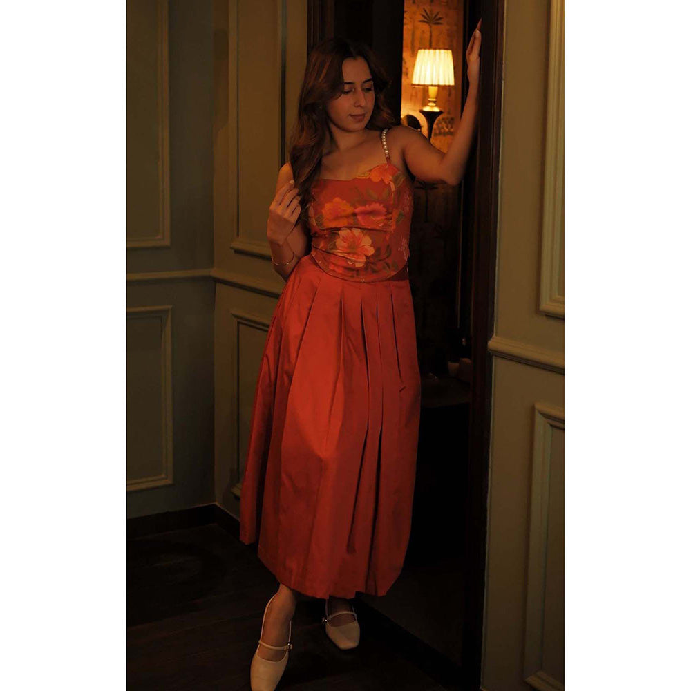 Sage By Mala Autumn Orange Skirt with Top and Blazer (Set of 3)