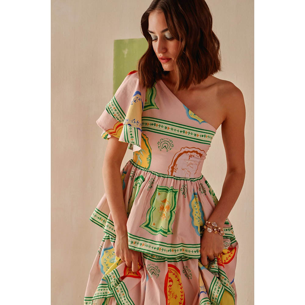 Sage By Mala Pink Printed Elani Dress