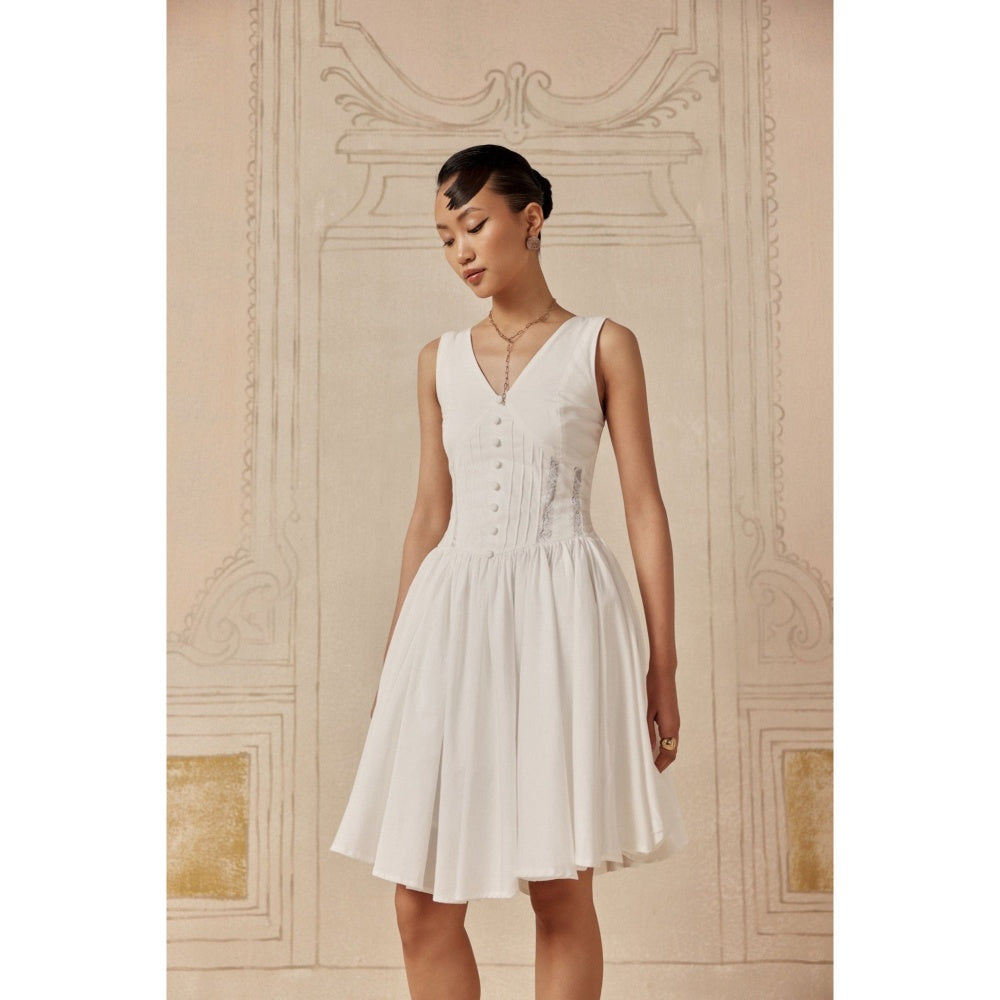 Sage By Mala Women White Cotton Midi Dress