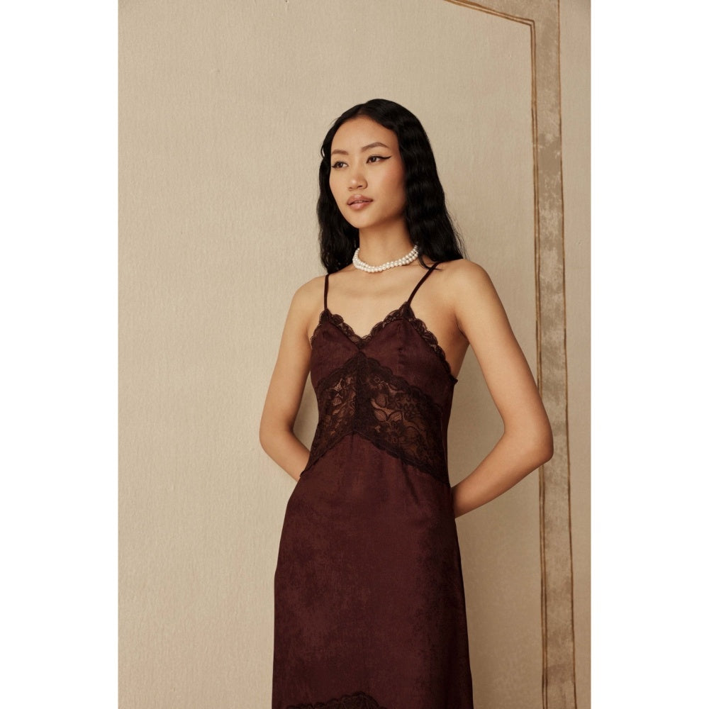 Sage By Mala Women Brown Polyester Maxi Dress