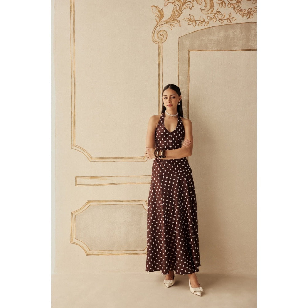 Sage By Mala Women Brown Polyester Maxi Dress