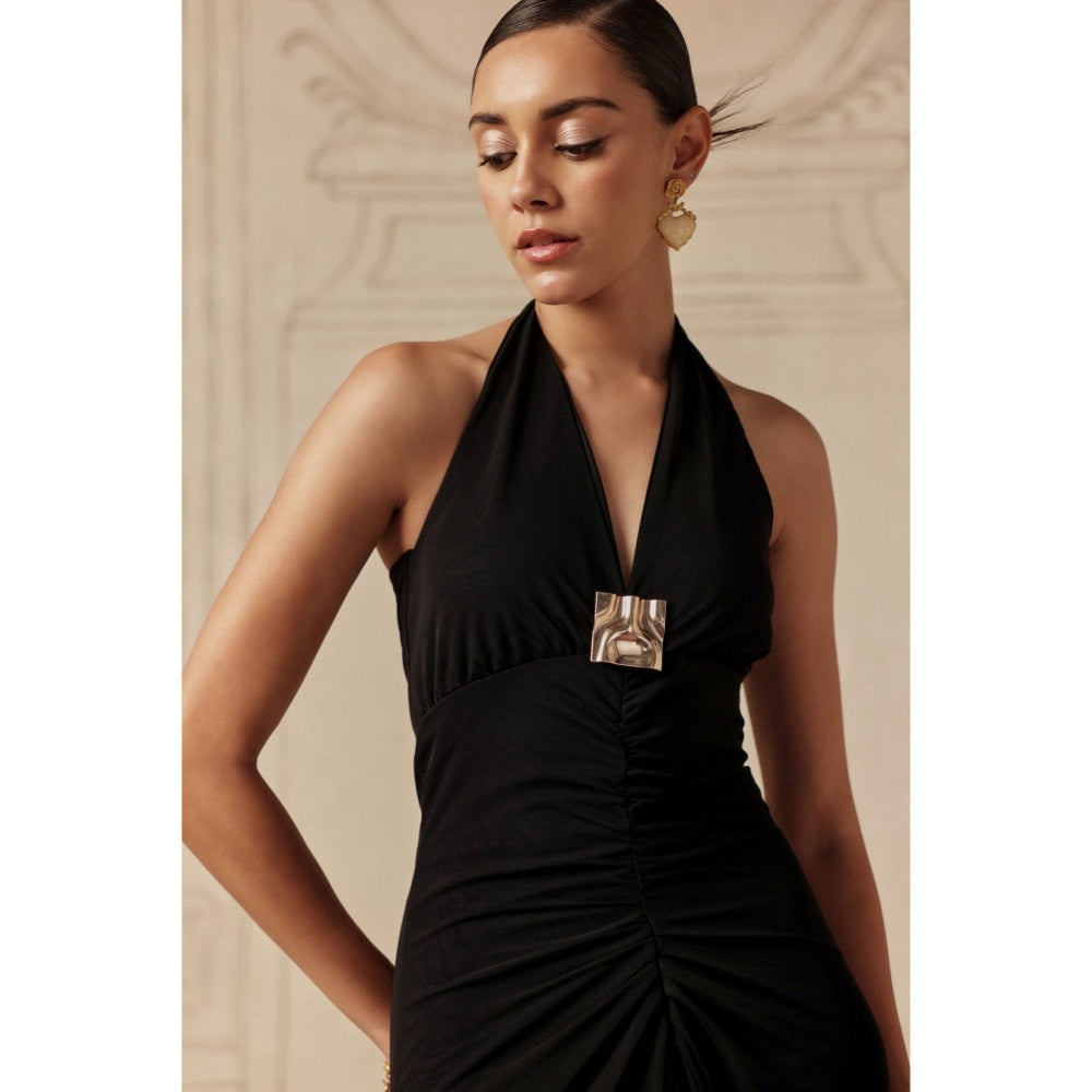 Sage By Mala Women Black Cotton Maxi Dress