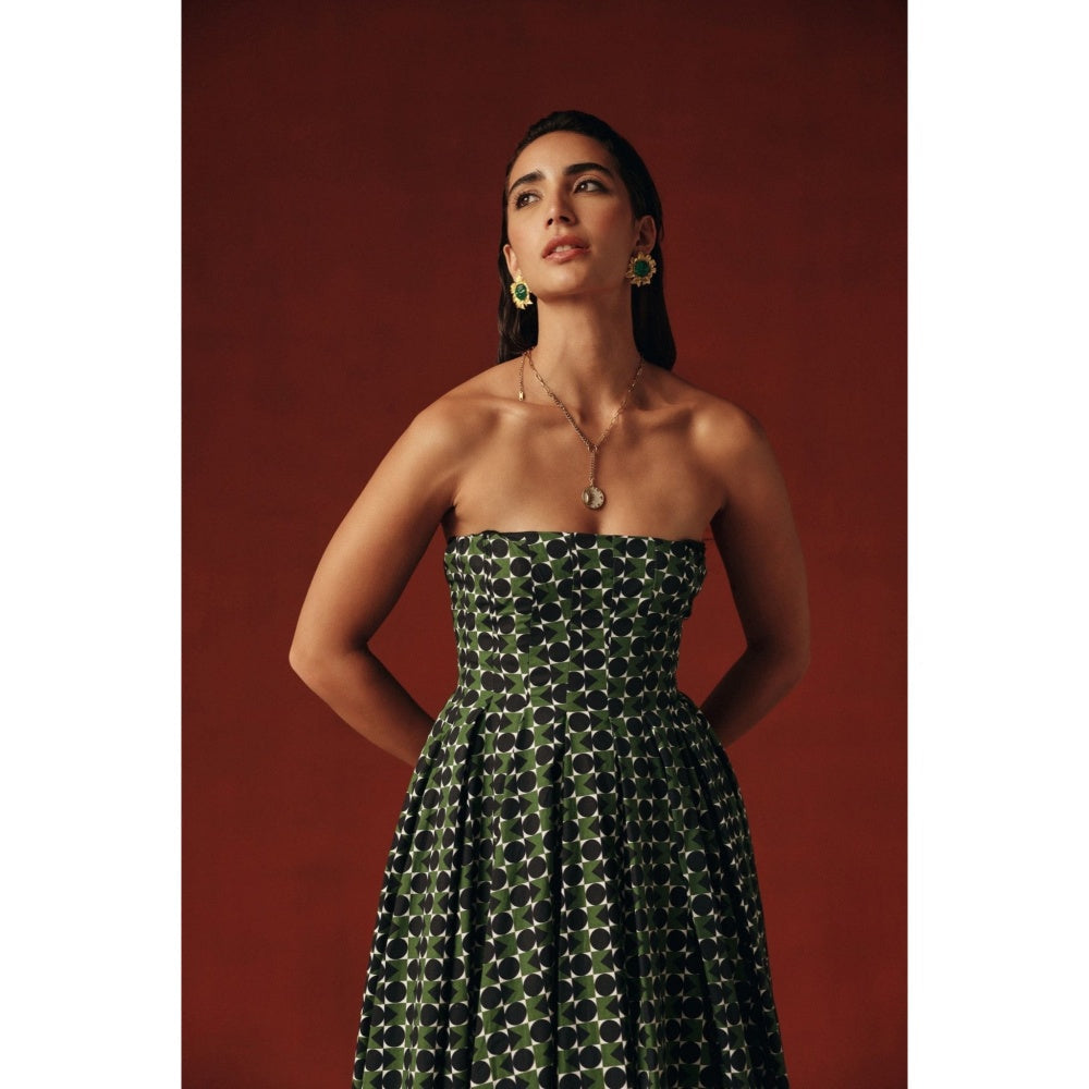 Sage By Mala Women Green Cotton Midi Dress