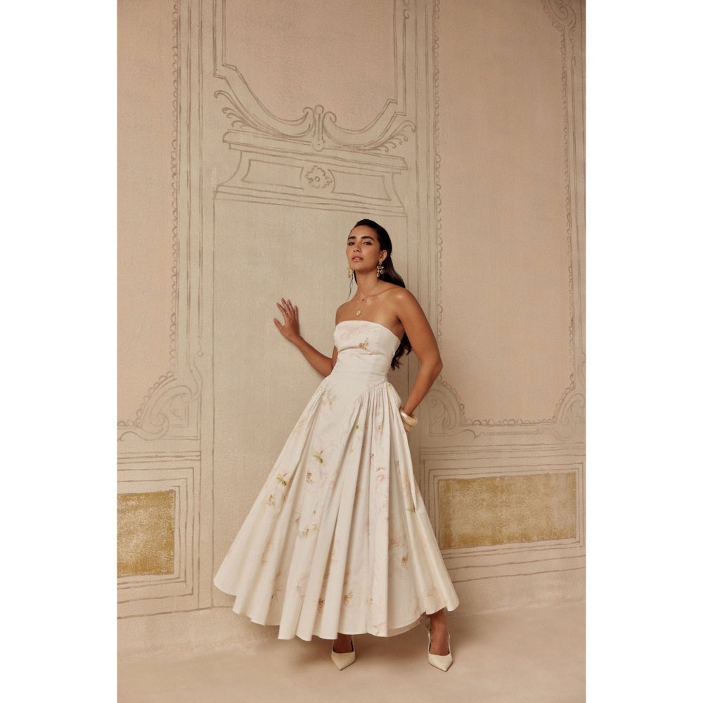 Sage By Mala Women White Cotton Midi Dress