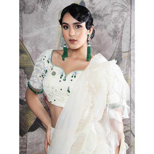 Sainy Garg Couture Rajanigandha Drape Saree with Stitched Blouse