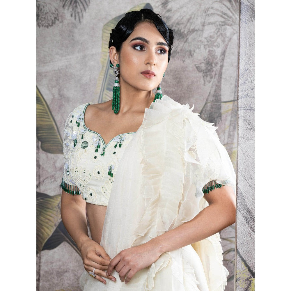 Sainy Garg Couture Rajanigandha Drape Saree with Stitched Blouse