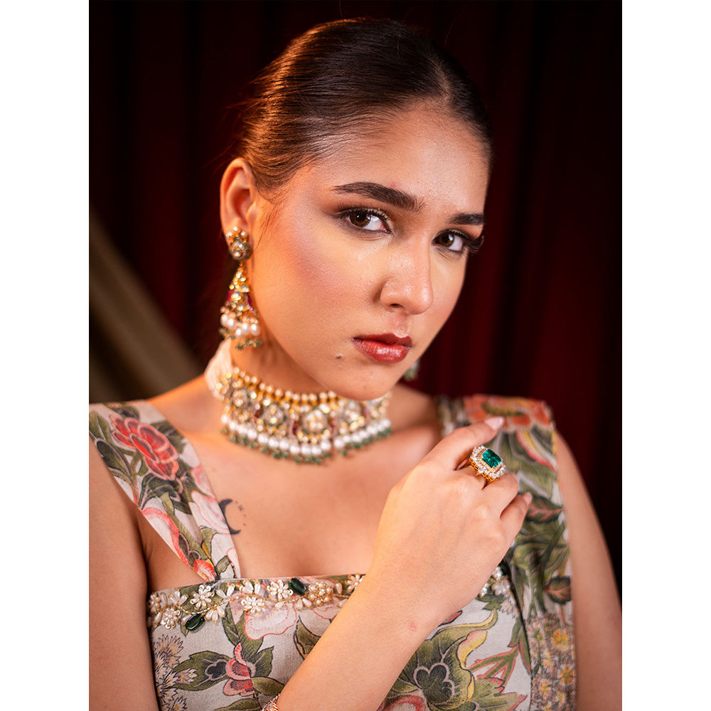 Sainy Garg Couture Multi-Colour Elara Fusion Pre-Drape Saree with Stitched Blouse