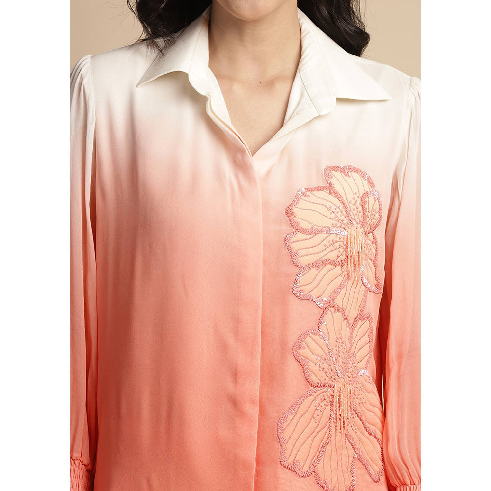 SAKSHI KHETTERPAL Peach Ombre One Side Sequined Embroidered Co-Ord (Set of 2)