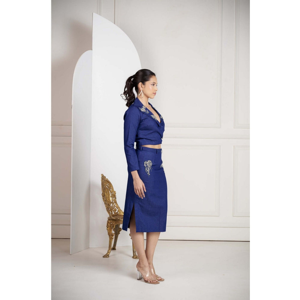 SAKSHI G CHAWLA Blue Emma Top with Skirt