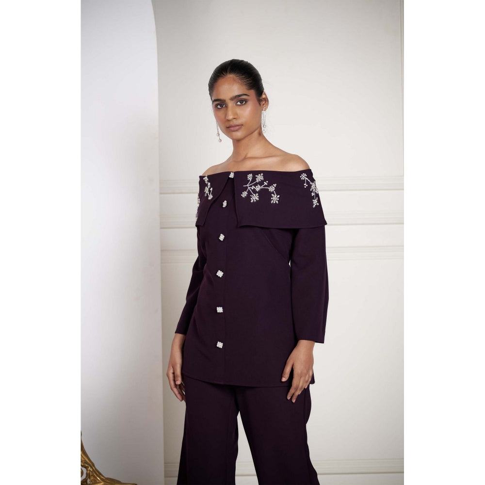 SAKSHI G CHAWLA Purple Floral Top with Pant