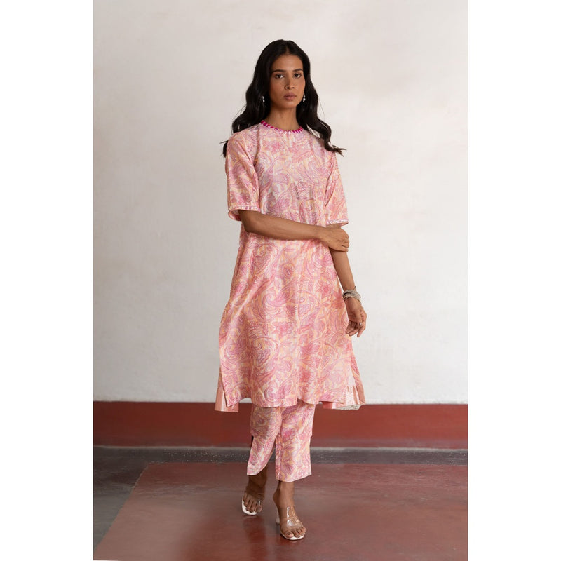 Saksham & Neharicka Pink Naahid Kurta with Pant (Set of 2)