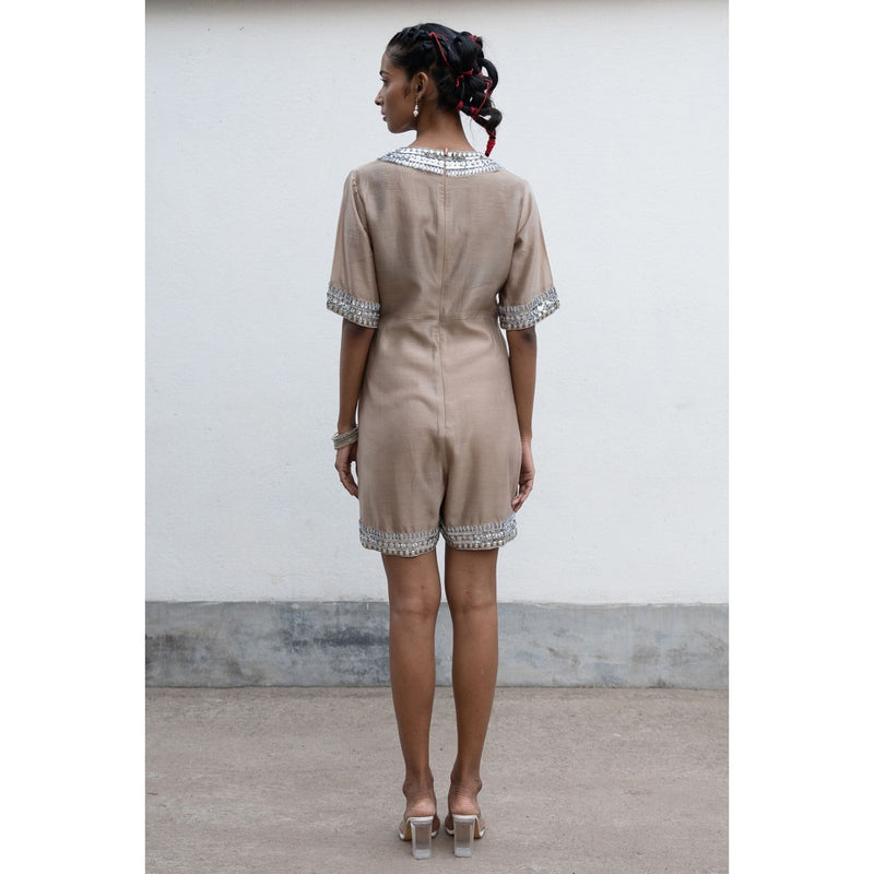 Saksham & Neharicka Brown Maati Playsuit