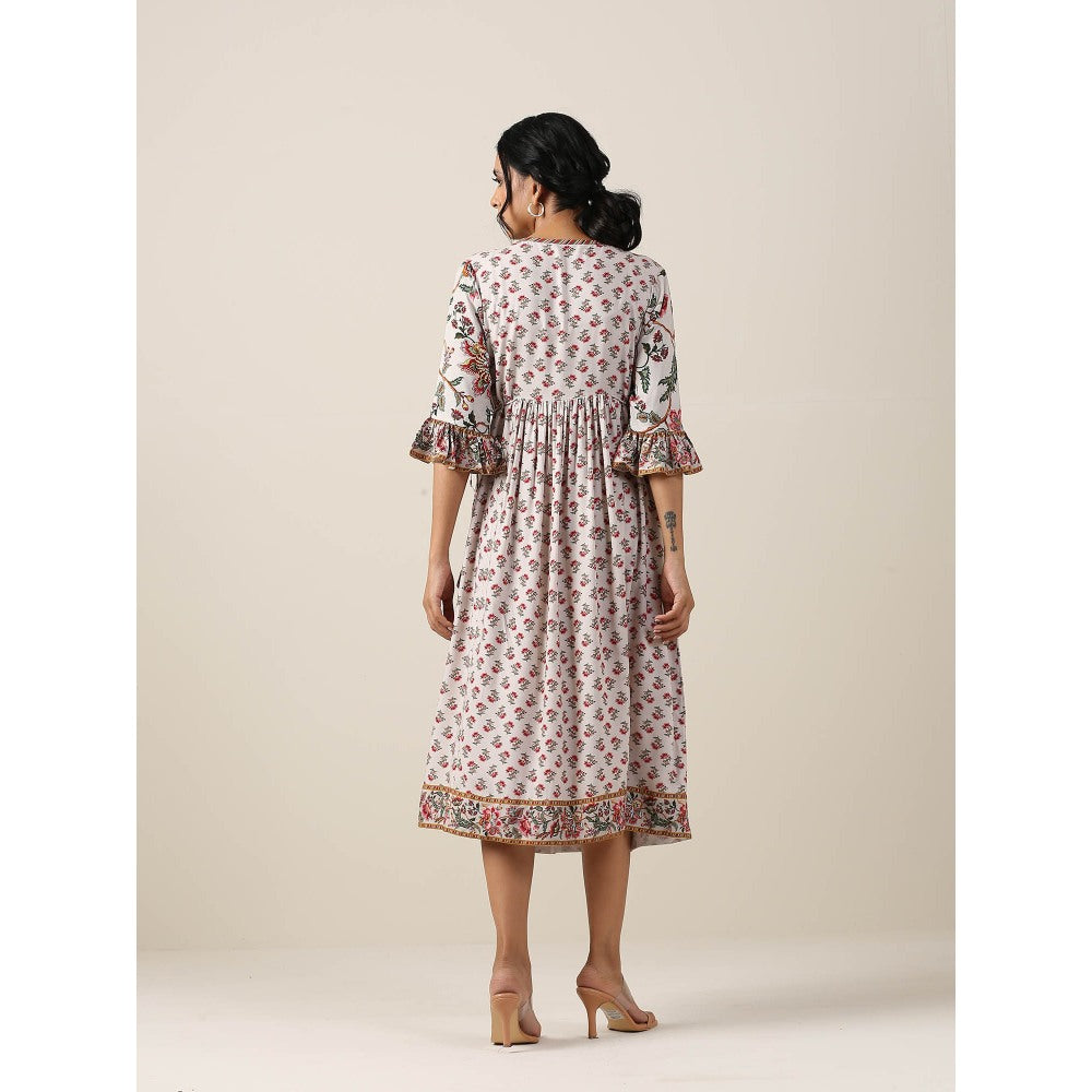 Samvrih Off White Floral Dress