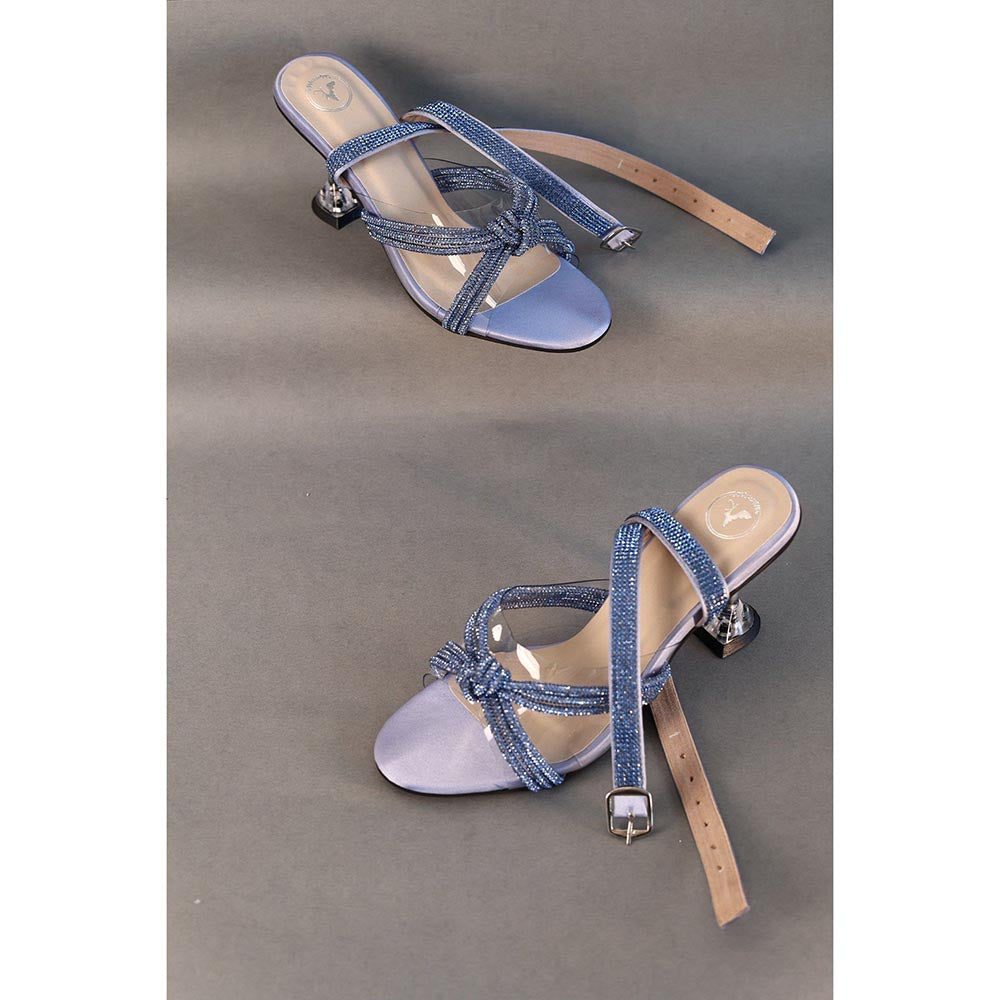 Sana K Luxurious Footwear Knotty Blue With Straps Heel Sandals