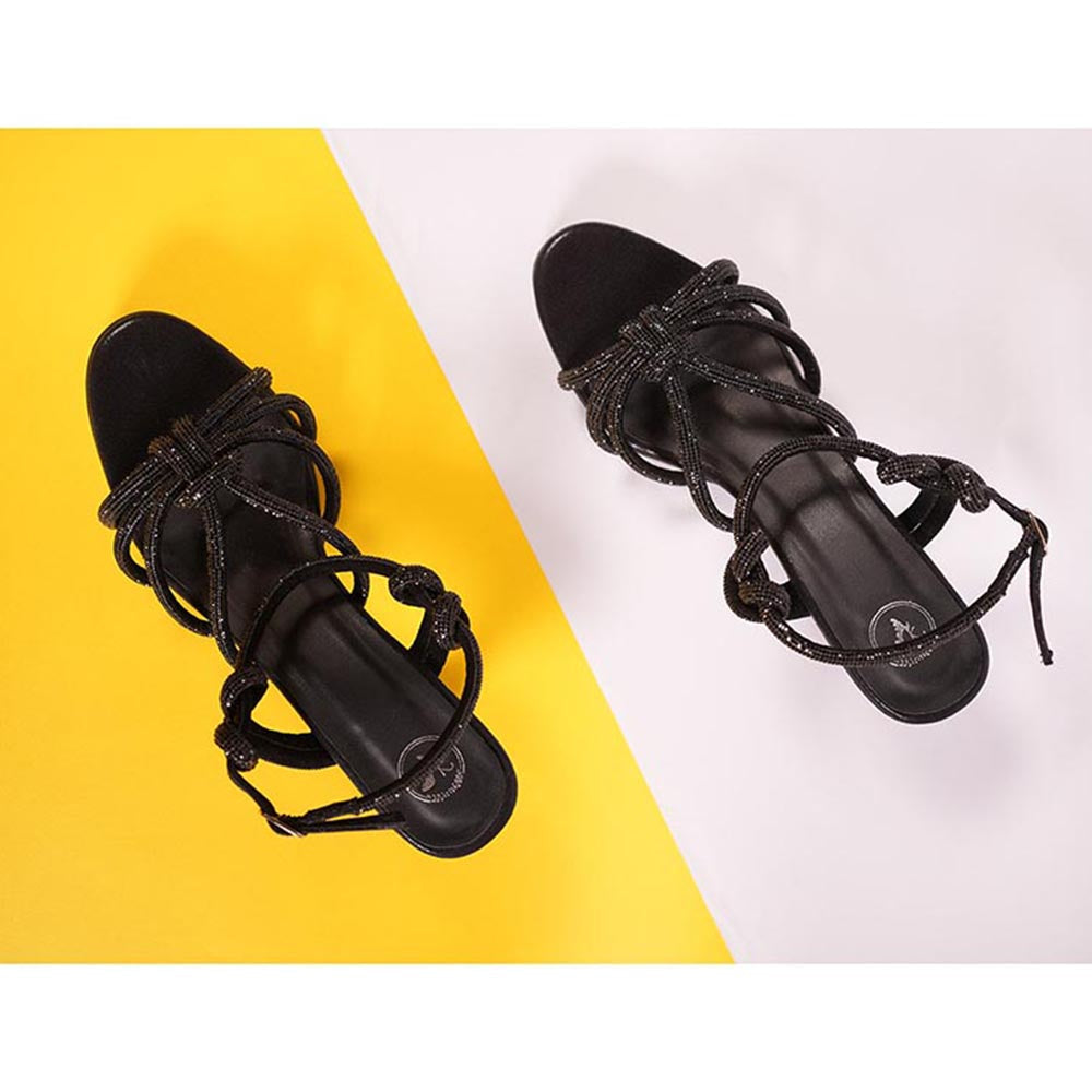 Sana K Luxurious Footwear Miss D Black Open Toe Heel Sandals