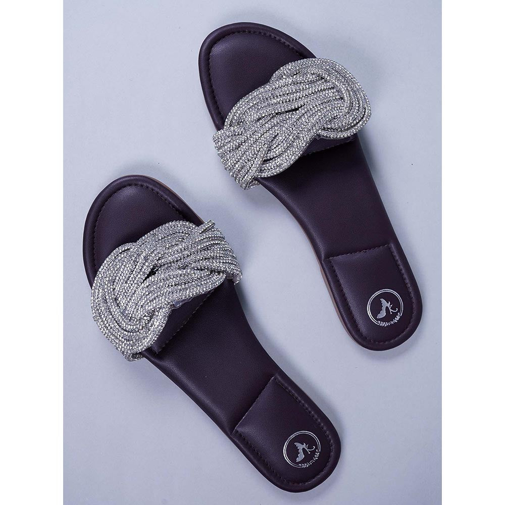 Sana K Luxurious Footwear Silver Braid Flats