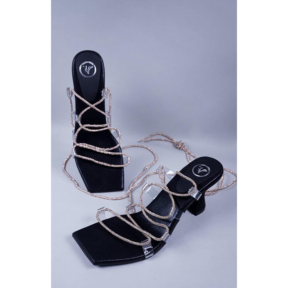 Sana K Luxurious Footwear Shoe Lace Black N Gold Gladiators