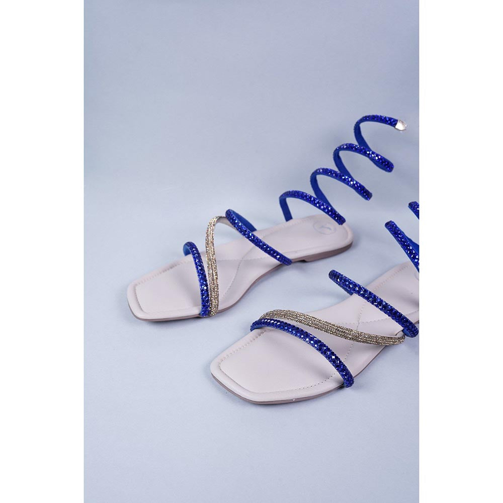 Sana K Luxurious Footwear Blue Spring Flats