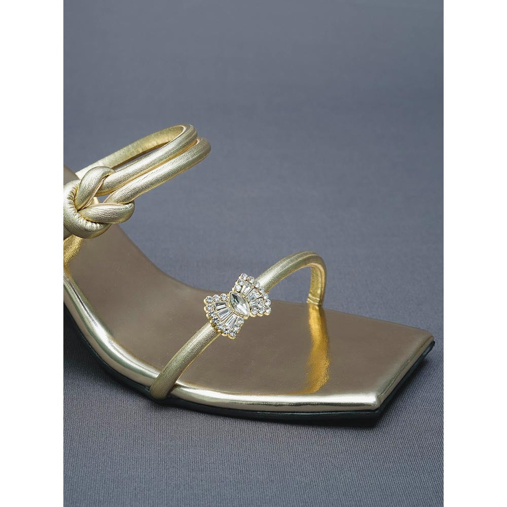 Sana K Luxurious Footwear Gold Gun Metal Gladiators Heels