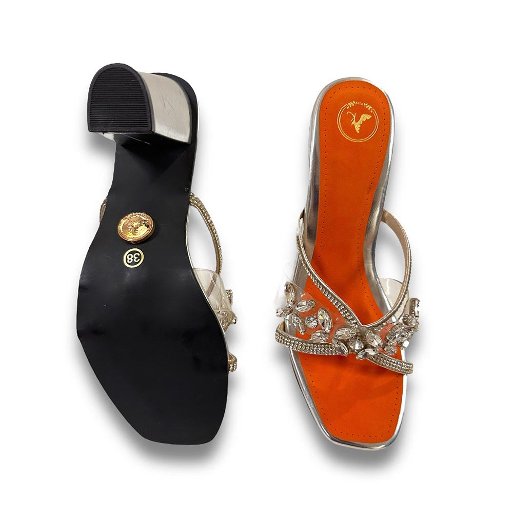 Sana K Luxurious Footwear Silver Petal Heels