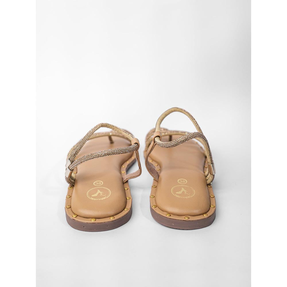Sana K Luxurious Footwear Nude One Toe Malaika Studs Flats