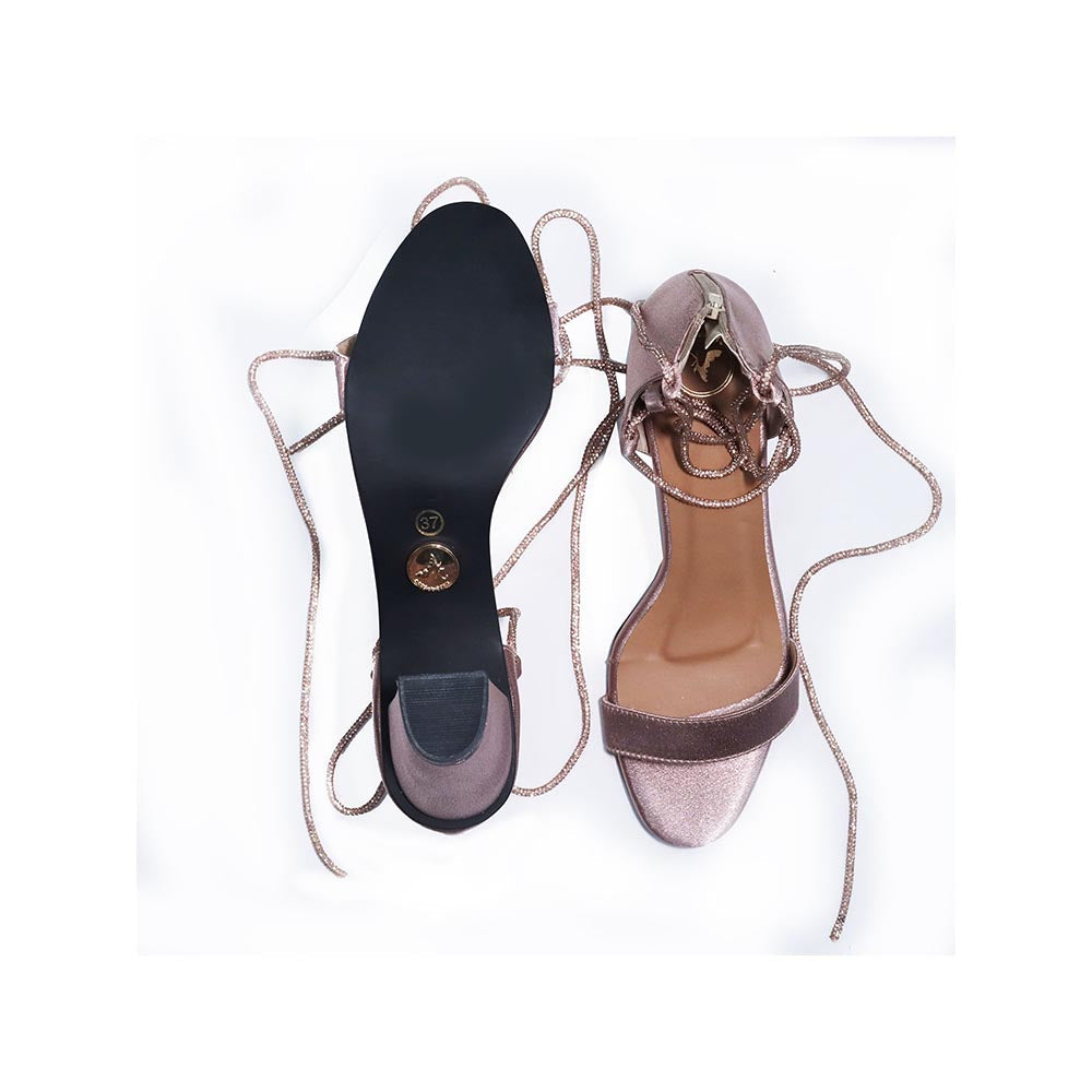 Sana K Luxurious Footwear Pink Ankle Shoe Open Toe Lace Heels