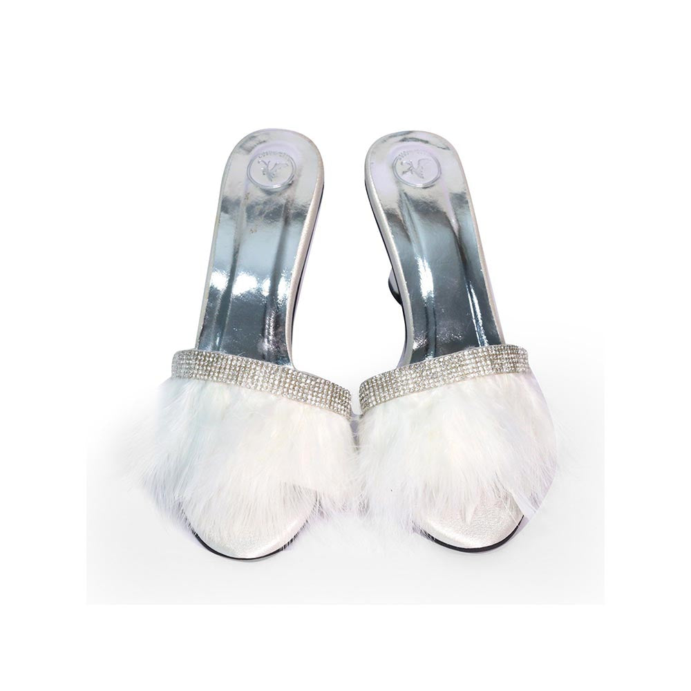 Sana K Luxurious Footwear Women Round Toe White Fur Heels