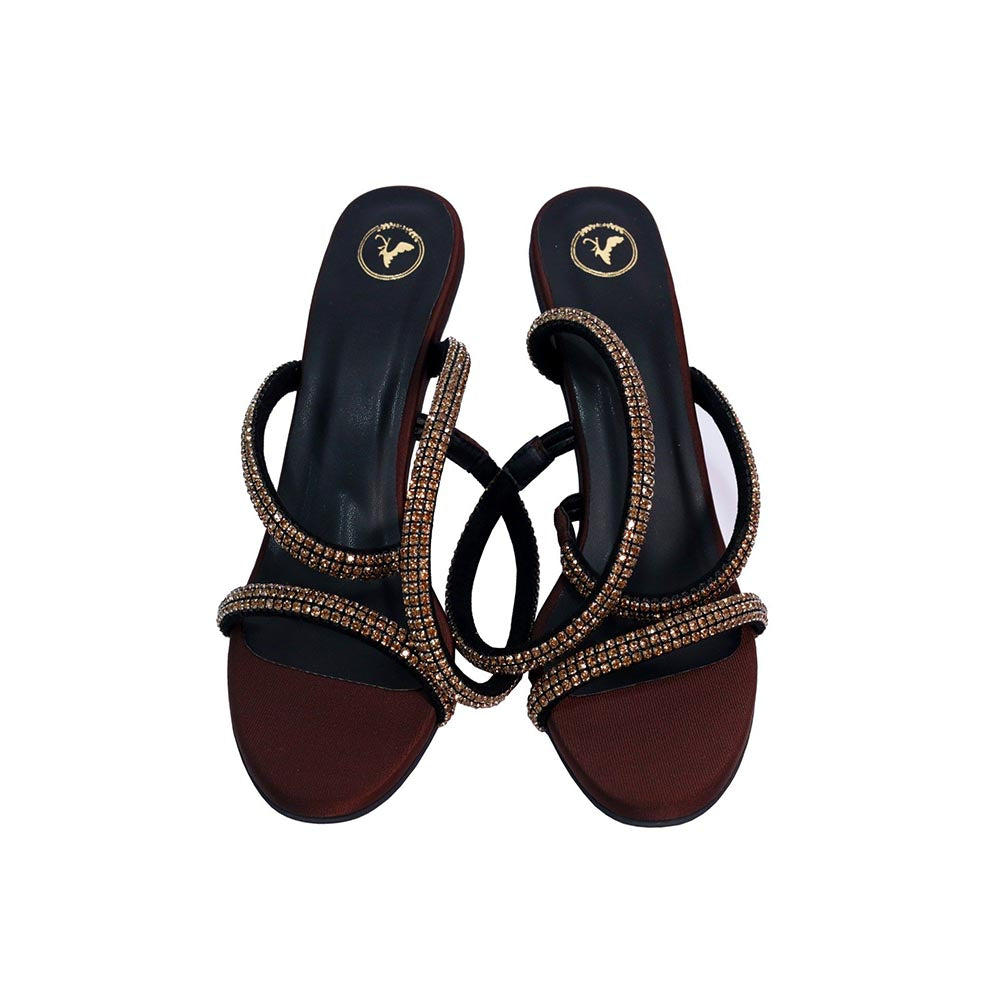 Sana K Luxurious Footwear Women Brown Round Toe Sandal Heels