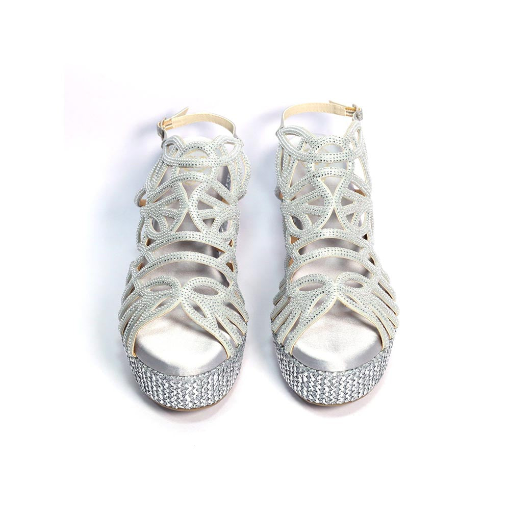 Sana K Luxurious Footwear Women Giorgia Silver Wedges Heels