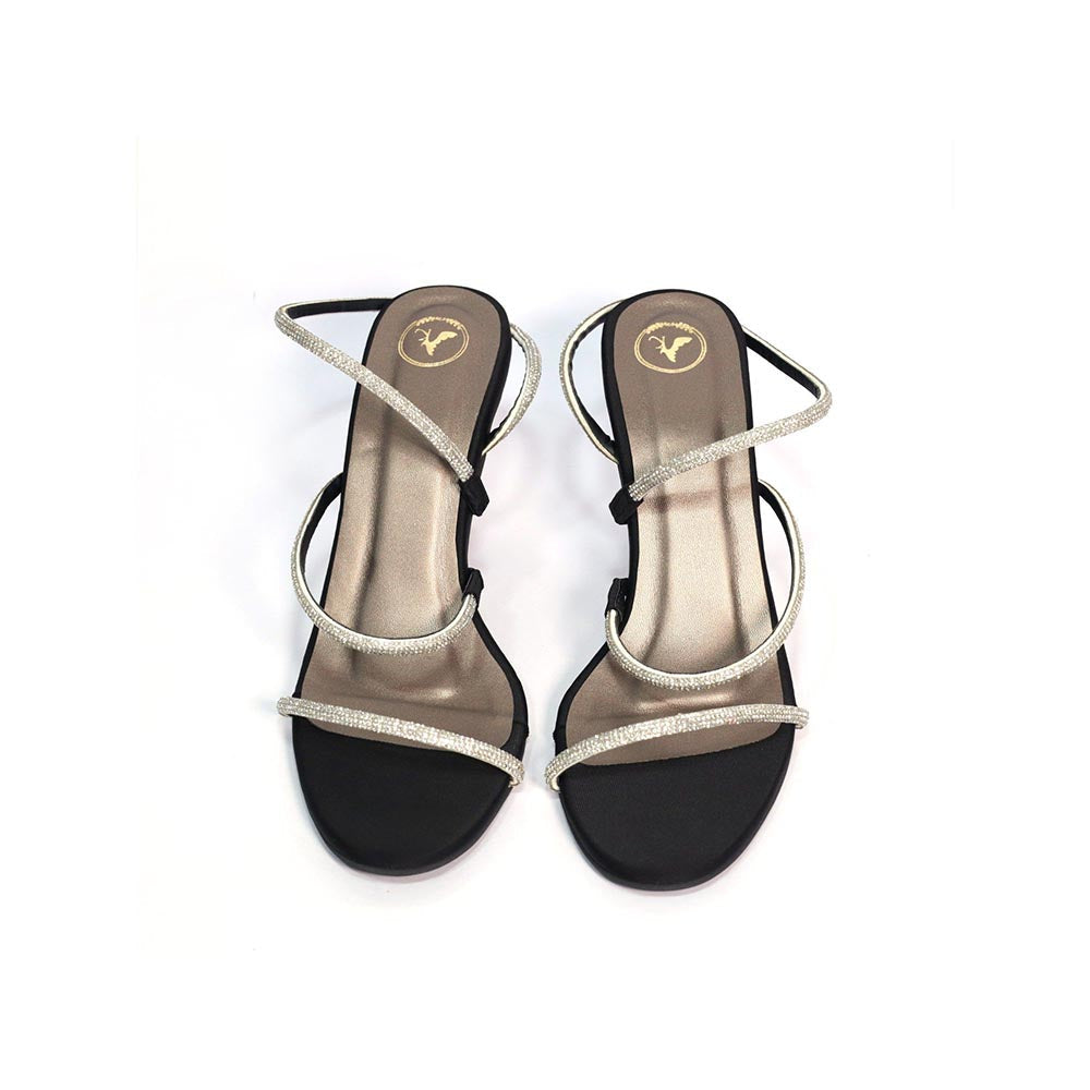 Sana K Luxurious Footwear Berry Black Round Toe Heels for Women