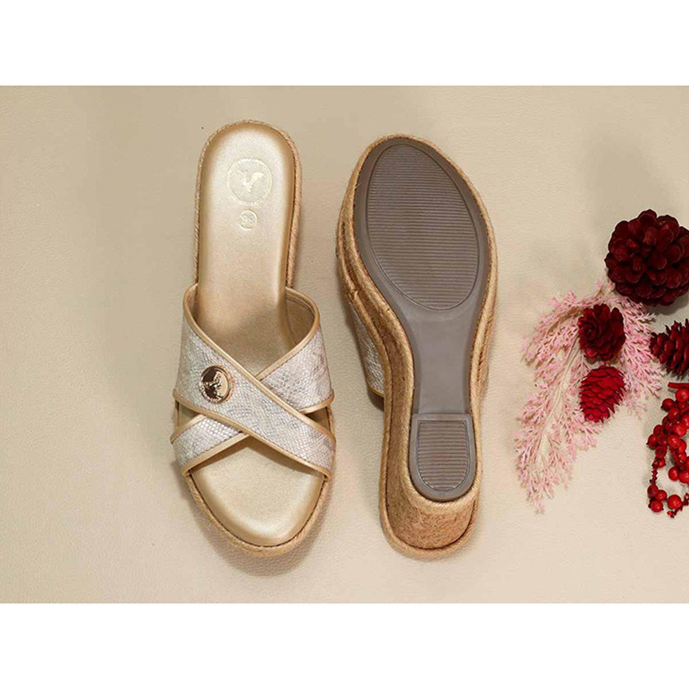 Sana K Luxurious Footwear Beige X Logo Wedges