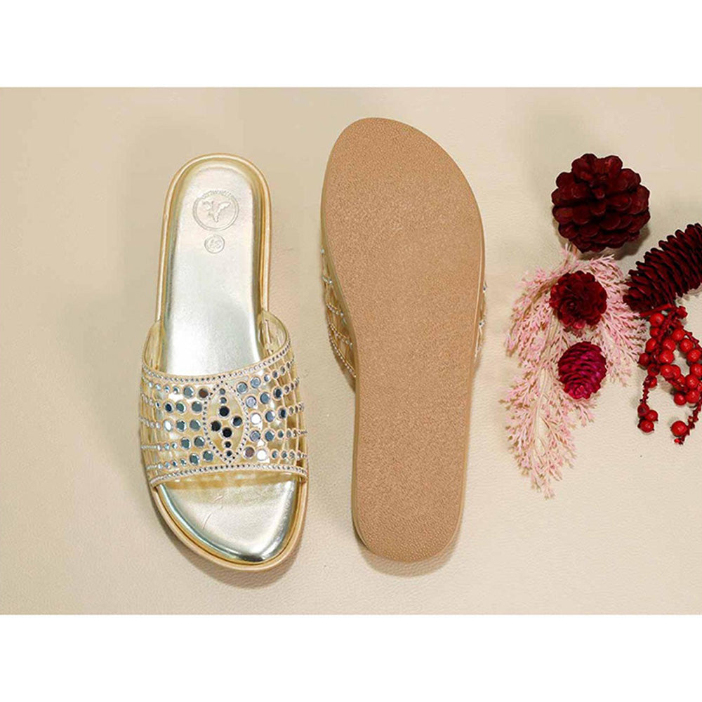 Sana K Luxurious Footwear Gold Mirror Wedges