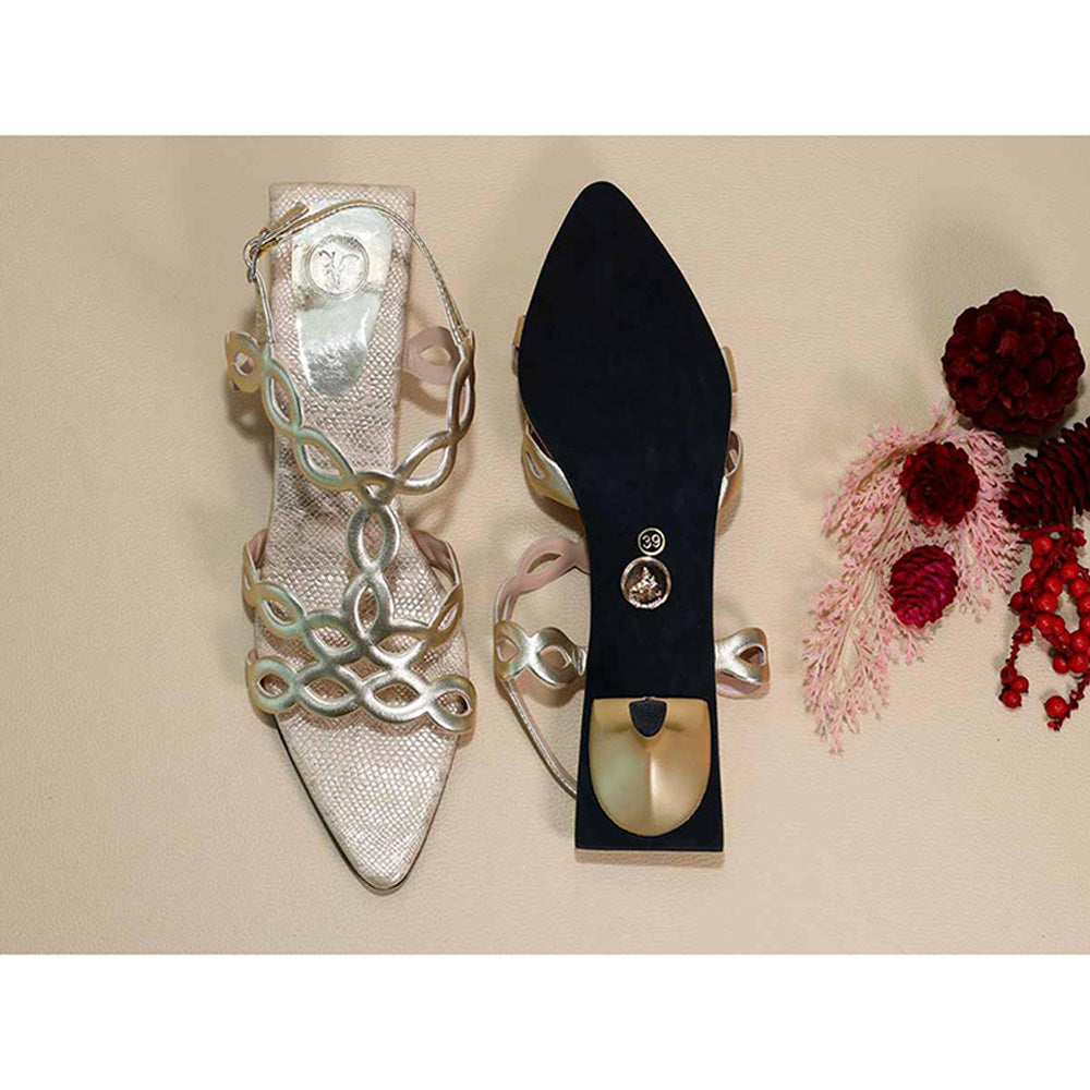 Sana K Luxurious Footwear Infinity Gold Kitten Heels