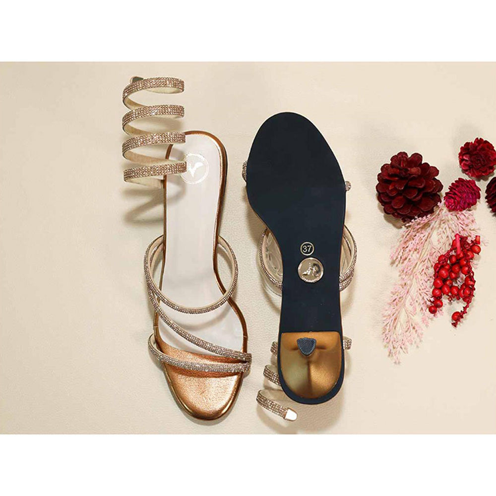 Sana K Luxurious Footwear Junk Gold Spring Kitten Heels