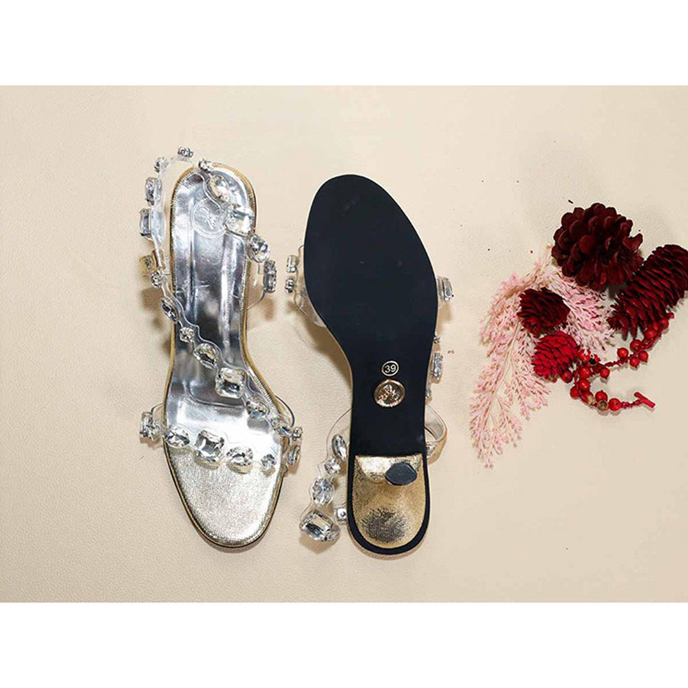 Sana K Luxurious Footwear Silver Chunky Rocks Pencil Heels