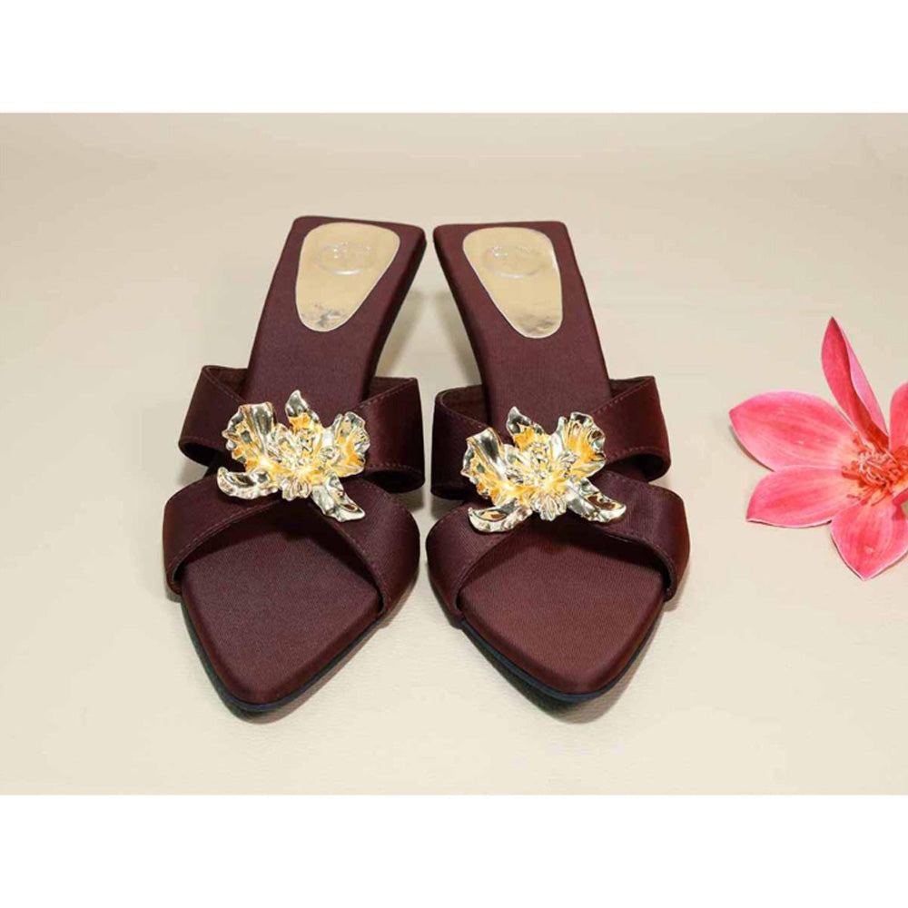 Sana K Luxurious Footwear Zeno Brown Kitten Heels