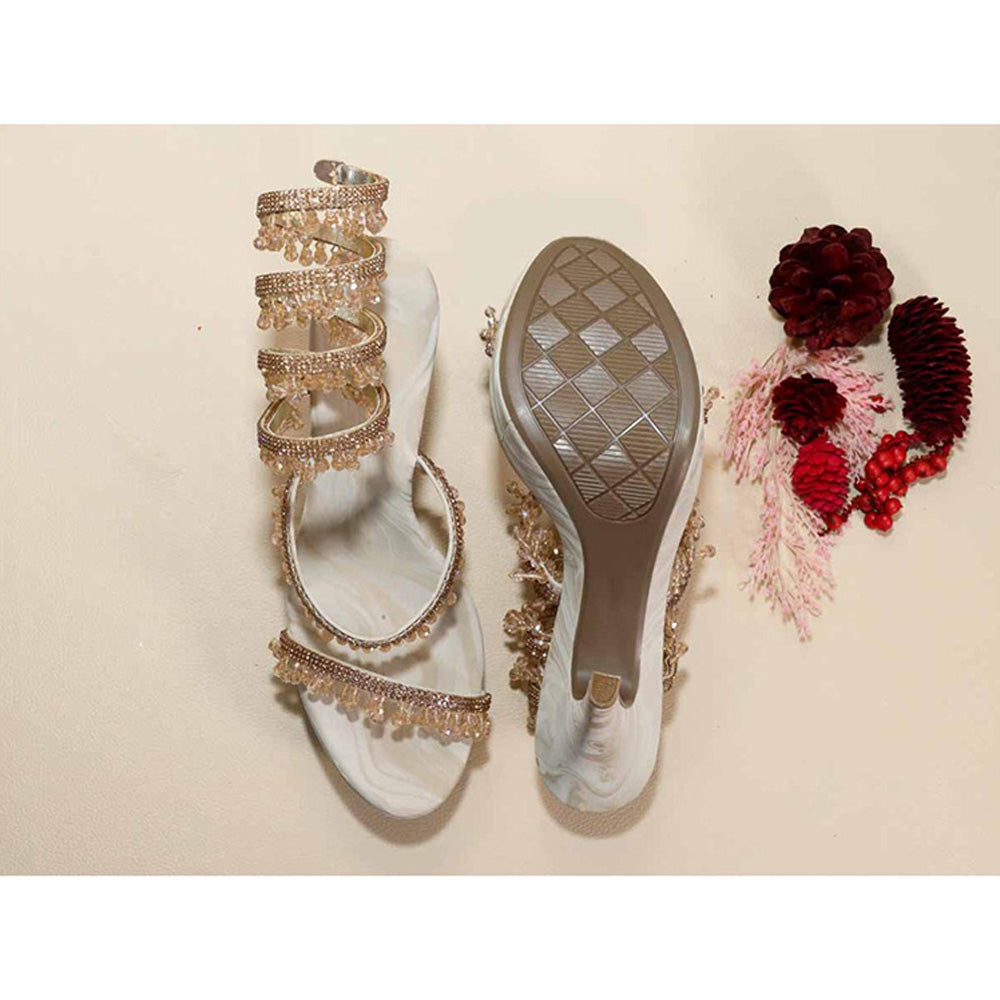 Sana K Luxurious Footwear Glitz Spring Beige Letoes Pencil Heels