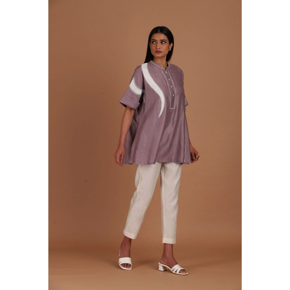 Sandhya Shah Purple Bloom Tunic with Pant (Set of 2)