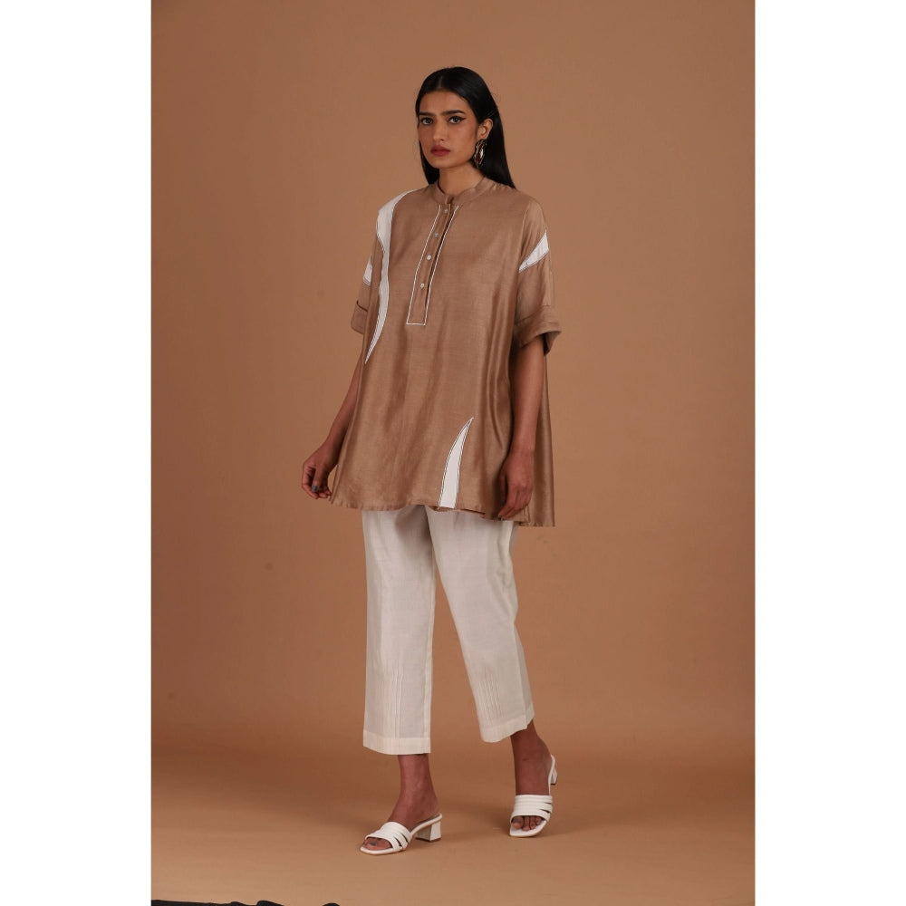Sandhya Shah Brown Hazel Delight Tunic with Pant (Set of 2)