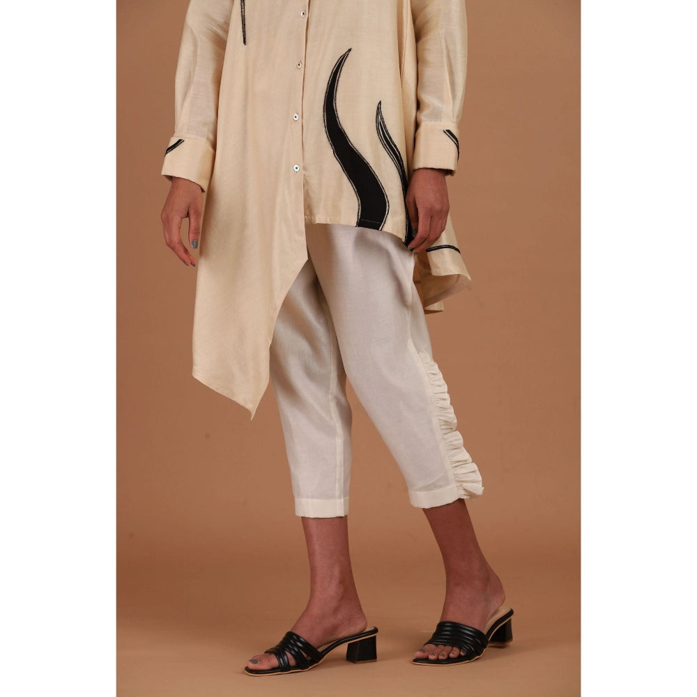 Sandhya Shah Beige Creamy Latte Shirt Style Tunic with Pant (Set of 2)