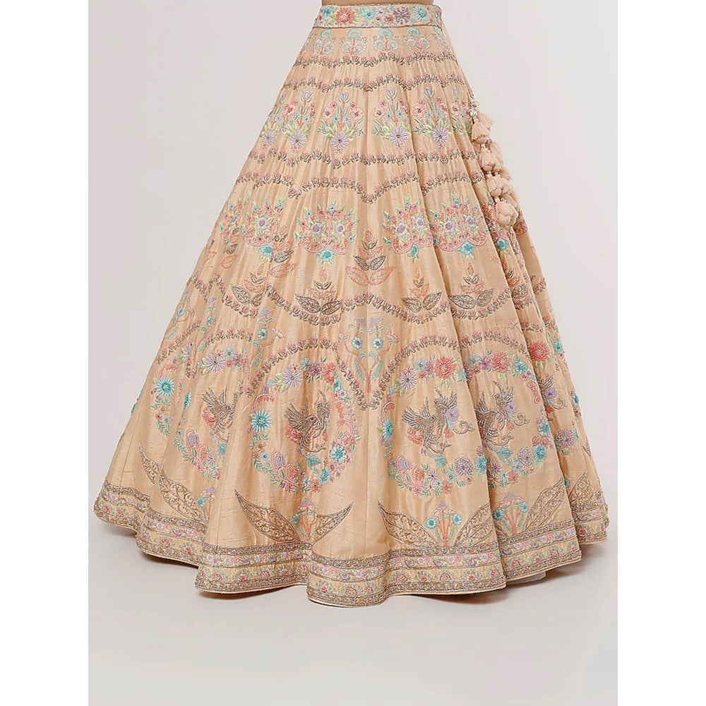 Sanjana Thakur Peach Bridal Lehenga with Blouse and 2 Dupattas (Set of 4)