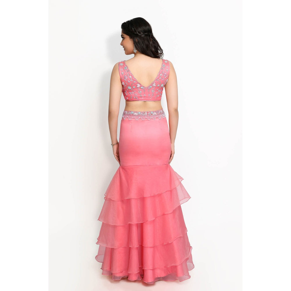 Sanjana Thakur Peach Lehenga with Blouse and Dupatta (Set of 3)